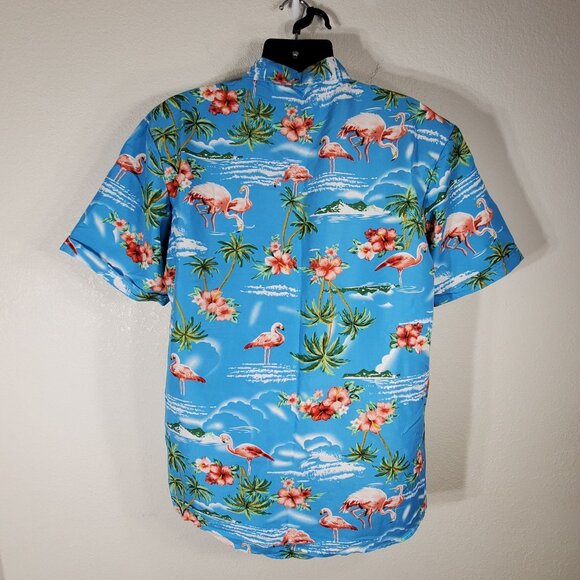SSLR Mens XL Collection Hawaiian Flamingo Print Button-Up Shirt Polyester - Picture 2 of 9